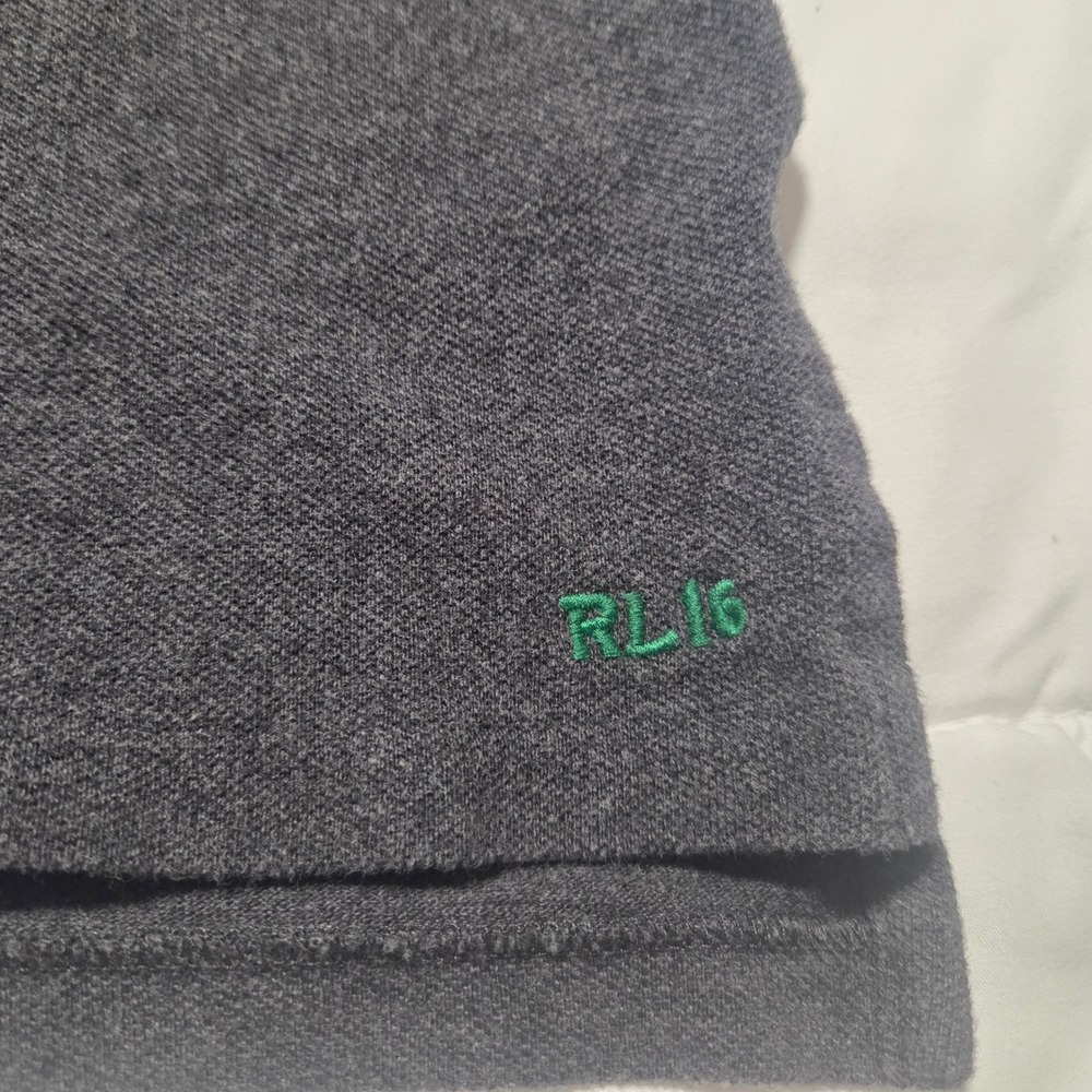 Polo Ralph Lauren Mens XL Charcoal Grey Long Sleeve Pique Polo Shirt RL16 Logo - Picture 5 of 10